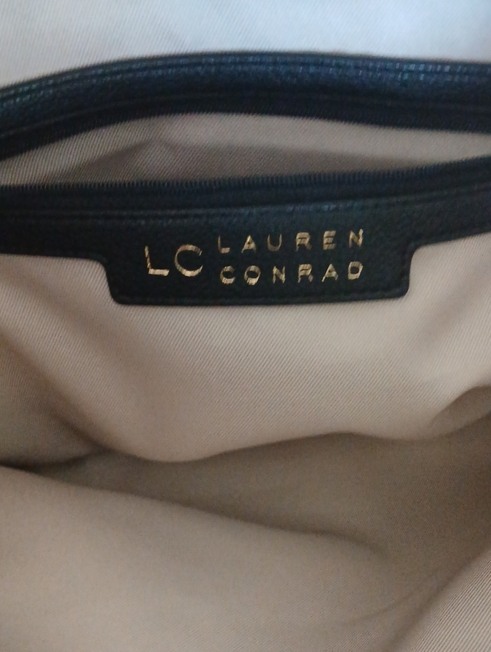 LC Lauren Conrad Black Pebbled Faux Leather Shoulder Bag with Front Pocket - Picture 5 of 14